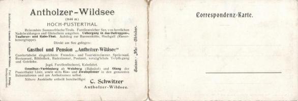 Antholzer Wildsee, Hochpustertal, gasthof, Hochgall, Wildgall, advertisement, folding card s: Reisch