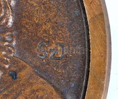 SZJ monogrammal "1492-1992 Colombo 500" emlék dupla plakett, képcsarnokos papírral, bronz,...