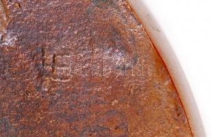 Ligeti Erika (1934-2004): Sárkányölő. Bronz plakett, két oldalas, jelzett, d:11 cm