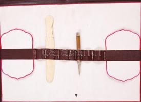 cca 1900 Igényes, komplett, kihajtható levelező mappa csont levélbontó késsel / Exclusiv letter writ...