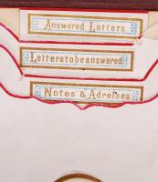 cca 1900 Igényes, komplett, kihajtható levelező mappa csont levélbontó késsel / Exclusiv letter writ...