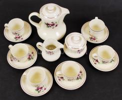 Hollóházi mokkás készlet, matricás, jelzett, hibátlan