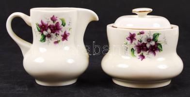 Hollóházi mokkás készlet, matricás, jelzett, hibátlan