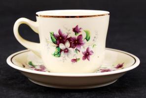 Hollóházi mokkás készlet, matricás, jelzett, hibátlan