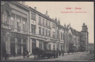 Eszék, Osijek; Zupanijska ulica / street, Grand Hotel, shops, synagogue