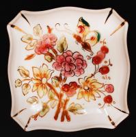 Zsolnay pillangós mintás ékszeres doboz, kézzel festett, jelzett, hibátlan, 8×8 cm