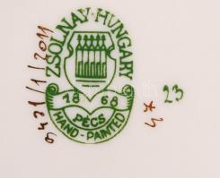 Zsolnay pillangós mintás ékszeres doboz, kézzel festett, jelzett, hibátlan, 8×8 cm