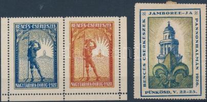 1926-1927 Bencés cserkészel 3 db levélzáró, egy párban