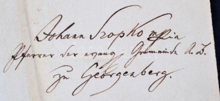 1858 Szepesszombat (Georgenberg) Szopkó János plébános saját kézzel írt igazolása Szél Kálmán nagysz...