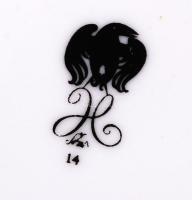 Hollóházi Szász Endre tervezte falitányér, matricás, jelzett, hibátlan, d:20 cm