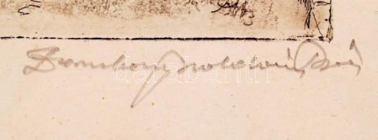 Zombory Moldován Béla (1885-1967): Ősz Füred. Rézkarc, papír, jelzett, üvegezett keretben, 20×29 cm