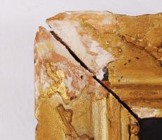 Szánthó jelzéssel: Virágcsendélet. Olaj, vászon, lepattogzott festékkel, sérült keretben 60×50 cm