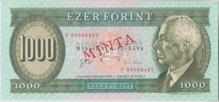 1996. 1000Ft "MINTA" perforációval és felülnyomással "F 00000407" sorszámmal T:I...