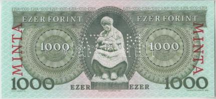 1996. 1000Ft "MINTA" perforációval és felülnyomással "E 00000383" sorszámmal T:I...