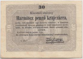 1849. 30Kr &quot;Kossuth-bankó&quot; sorozatszám csillaggal T:III &lt;br/&gt;Adamo G103A