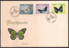 Butterflies 9 values on 3 FDC Lepkék 9 érték 3 db FDC-n