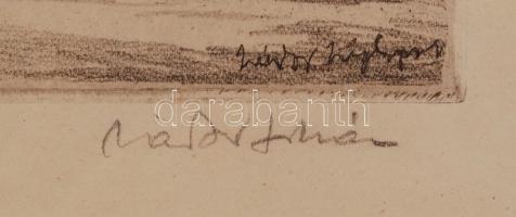 Zádor István (1882-1963): Nádfedeles barokk házak Szigligeten. Rézkarc, papír, jelzett, üvegezett ke...