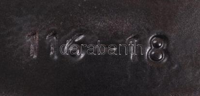 Fekete-szürke dombormintás kerámia váza, jelzett, m: 19 cm