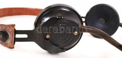 Tábori jelzett katonai fülhallgató, jelzett, jó állapotban, 17×19 cm + gumis zsinór 1,5 m