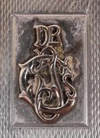 Monogramos (Ag.) ezüst cigaretta tálca, jelzett, jó állapotban, nettó: 143g, 12×8 cm