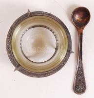 Fém fűszertartó edényke üveggel és kanállal / spice holder