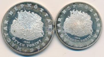 1966. 25Ft Ag + 50Ft Ag "Zrínyi" pár eredeti "MNB" tokban T:PP