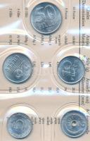 1980. 2f-10Ft 9klf "Magyar Népköztársaság" forgalmi érméi világosbarna műbőrtokban T:1