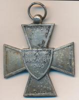 1940. &quot;Nemzetvédelmi Kereszt / A Hazáért&quot; kitüntetés mellszalag nélkül T:2 &lt;br/&gt;Hungary 1940. National Defense Cross without ribbon C:XF