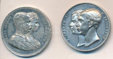Ausztria 1854. "Ferenc József és Erzsébet házassága" ón emlékérem (29mm)+ 1879. "Fere...