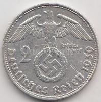 Német 3. Birodalom 1939 2M Ag &quot;Hindenburg&quot; T:2 k. &lt;br/&gt;German Third Reich 193D 2 Marks Ag &quot;Hindenburg&quot; C:XF scratched