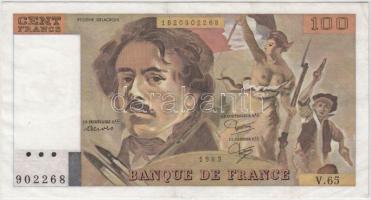 Franciaország 1983. 100Fr (2x) sorszámkövető T:II &lt;br/&gt;France 1983. 100 Francs (2x) sequential serials C:XF &lt;br/&gt;Krause 154 b