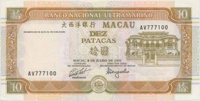 Makaó 1991. 10P T:I,I-
Macao 1991. 10 Patacas C:Unc,Au
Krause 65 a