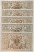 Német Birodalom / Császárság 1910. 1000M hétjegyű sorszám, piros pecsét (5x), közte sorszámkövetők T...