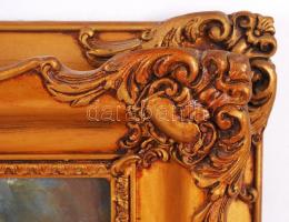 Kássa Gábor (1893-1961): Óbudai utcarészlet. Olaj, karton, jelzett, Üvegezett antik keretben, 44×56 ...