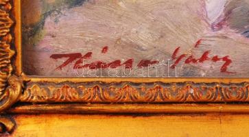 Kássa Gábor (1893-1961): Óbudai utcarészlet. Olaj, karton, jelzett, Üvegezett antik keretben, 44×56 ...