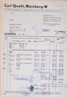 1943-1944 Mappányi vegyes számla (Carl Quehl, Nürnber-W; Olimpia Játéknagykereskedés; Magyar Általán...