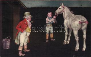 Italian art postcard, horse and jockey s: Colombo (fl)