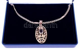 Áttört mintájú ametiszttel díszített ezüst (Ag) medál ezüst láncon, jelzett / &lt;br/&gt;silver pendant with amethyst and silver necklace, br: 11,5g