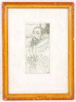 Kass János (1927-2010): Ambroise Paré. Rézkarc, papír, jelzés a karcon, üvegezett keretben, 19×9 cm