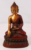 Gyógyító Buddha, ülő bronz szobor, m: 18 cm