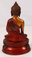 Gyógyító Buddha, ülő bronz szobor, m: 18 cm