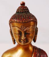 Gyógyító Buddha, ülő bronz szobor, m: 18 cm