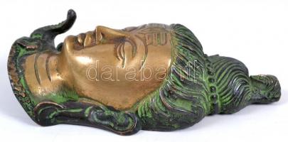 Szerencsehozó Buddha, bronz maszk, 8x14 cm