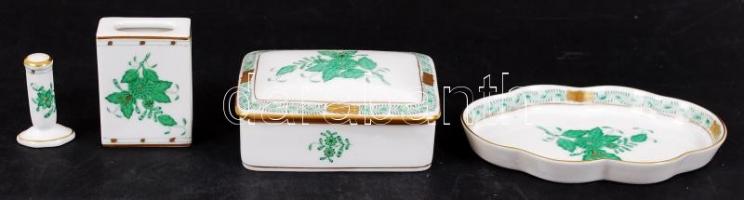 Herendi Apponyi mintás cigarettás készlet, kézzel festett, hibátlan, jelzett, eredeti dobozában, 23×...