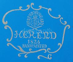 Herendi Apponyi mintás cigarettás készlet, kézzel festett, hibátlan, jelzett, eredeti dobozában, 23×...