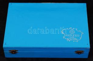 Herendi Apponyi mintás cigarettás készlet, kézzel festett, hibátlan, jelzett, eredeti dobozában, 23×...