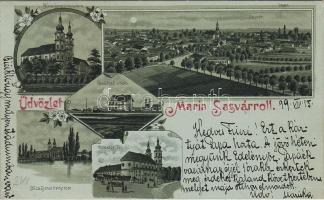 1899 Mária-Sasvár mit Bahnhof Litho