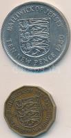 Jersey 1890. 10P + 1964. 1/4Sh T:2,2-
Jersey 1890. 10 Pence + 1964. 1/4 Shilling C:XF,VF