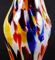 Többrétegű színes dekoratív üveg váza, m: 23 cm