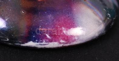 2 db szivárványszínű kerámia váza, apró hibával, jelzett, m: 21 cm